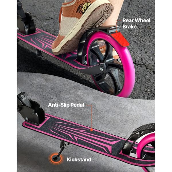 Fällbar sparkcykel - DUOKU - S200C - Rosa - Justerbart styre - 200 mm hjul (PU) Ros