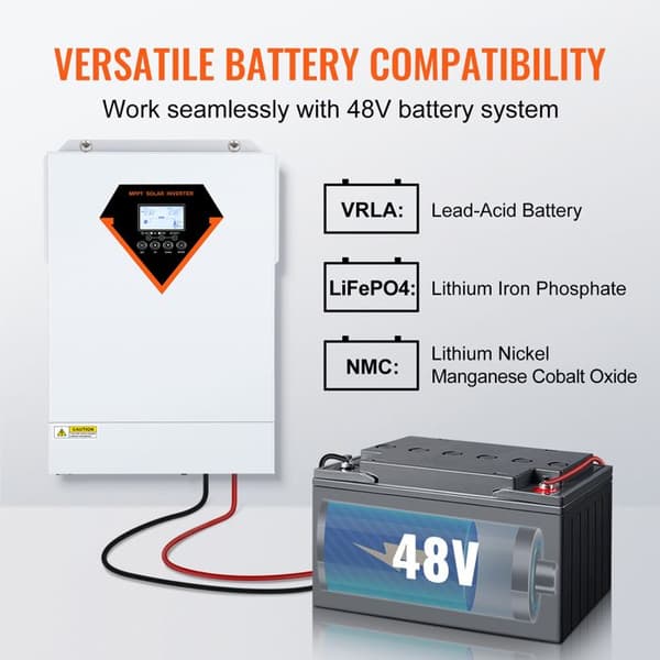 Hybrid Solcelleinverter - DUOKU - 5500W - Ren Sinuskurve - 230V AC - Ladecontroller