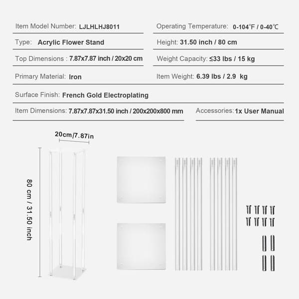Blomstödsställ - DUOKU - Set med 2 - Akryl - 80 cm - Geometrisk - Vit