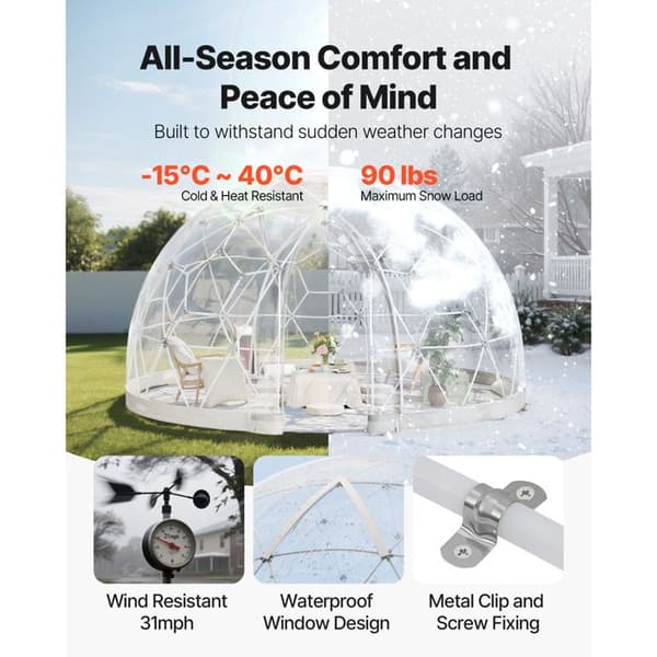 "Transparent igloo-tält - DUOKU - GB-DOME-9.5 - 2,9 x 1,7 m - 360° vy - 2–4 personer"