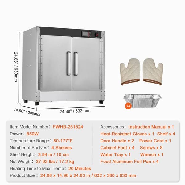 Chaufför - DUOKU - FWHB-400*600-5 - 4 Nivåer - Rostfritt stål - 850 W