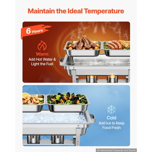 Rektangulär värmeskål 3 delar - DUOKU - YG410F362 - 8,5 L - Utbytbara rostfria behållare - Vattennivåindikator