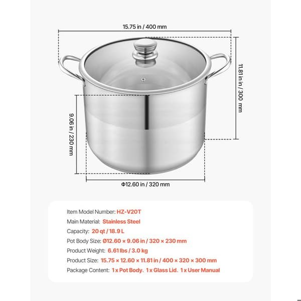 Marmite - DUOKU - HZ-V20T - 15,1 L - Rustfrit stål - Induktionskompatibel