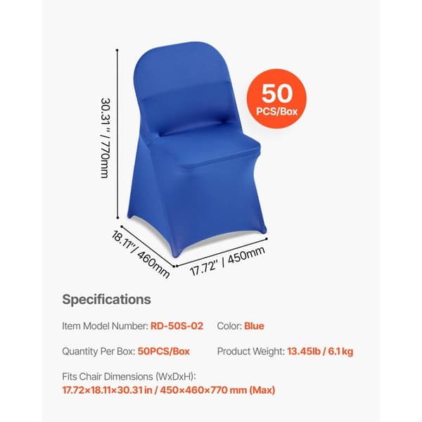 Stolebetræk - DUOKU - Sæt af 50 - Strækbare - Polyester og Elastan - 450x460x770 mm Blå