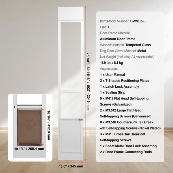 Hunddörr - DUOKU - CWM03-L - Härdat glas - Aluminium - Justerbar