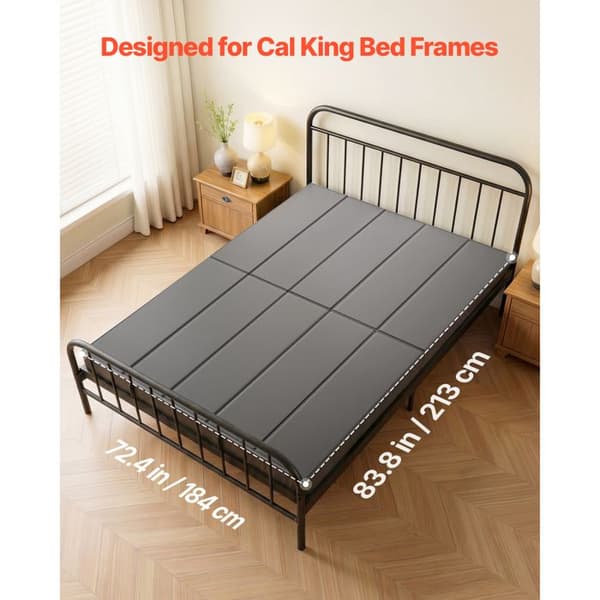 Sammenklappelig lamelbund - DUOKU - 1007 - 213x184 cm (Cal. King) - Bunkie under madras - Selvklæbende stropper Grå