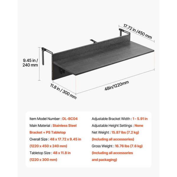 Sammenklappeligt Bord - DUOKU - Model DL-BC04 - Inox - 122 x 45 cm