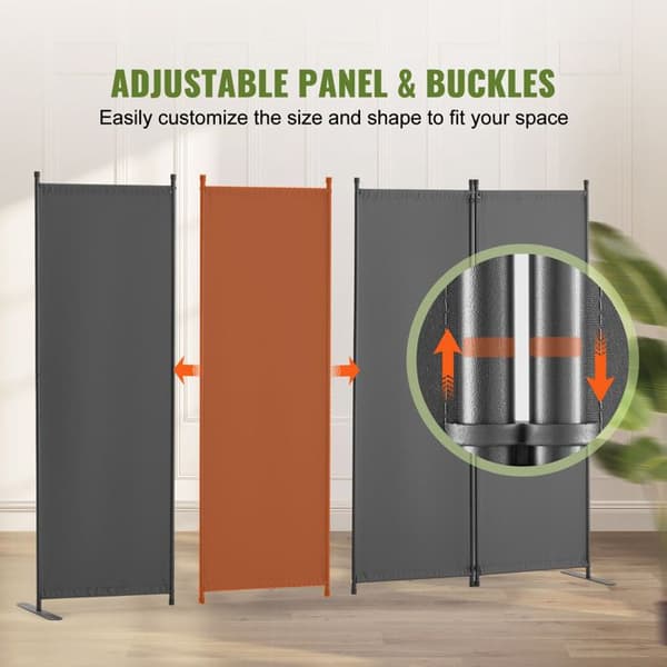 Skillevæg - DUOKU - Foldbar med 4 Paneler - Stof - Indendørs - Grå 228x45x172,5 cm Grå