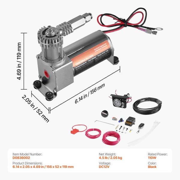 Fjernbetjening til Pneumatisk Dæmper-Duoku-Kompressor-12 V-100 PSI-med Ensrettet System