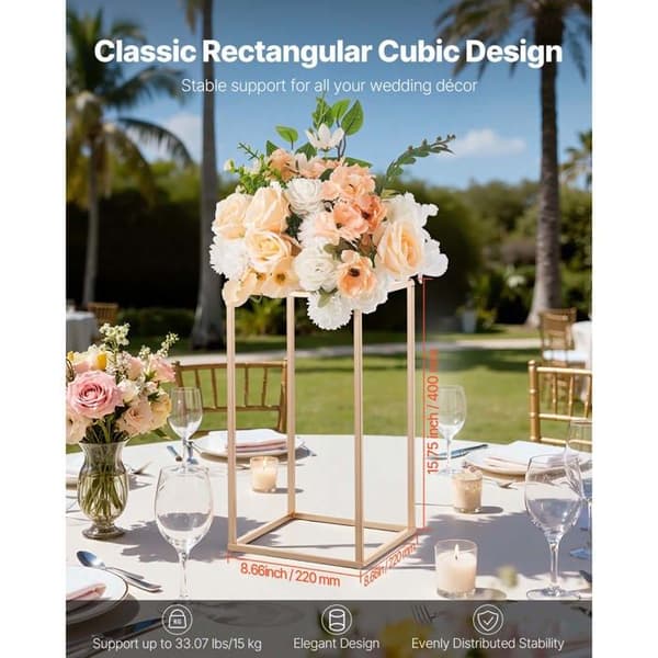 Set med 10 Stödsystem för Bröllopsblommor-Duoku-Rektangulära Pelare i Transparent Akryl 40 cm, för Bordcenter