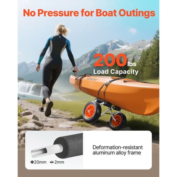 Transportvogn til Kajak-Duoku-Last 90 kg-Foldbart og Kompakt-Designet til Kajakker, Kanoer og Paddles