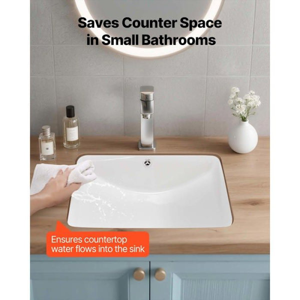Underskabsvask til Badeværelse-Duoku-530 x 375 mm-Rektangulær Vask-med Overløb-Indbygget Moderne