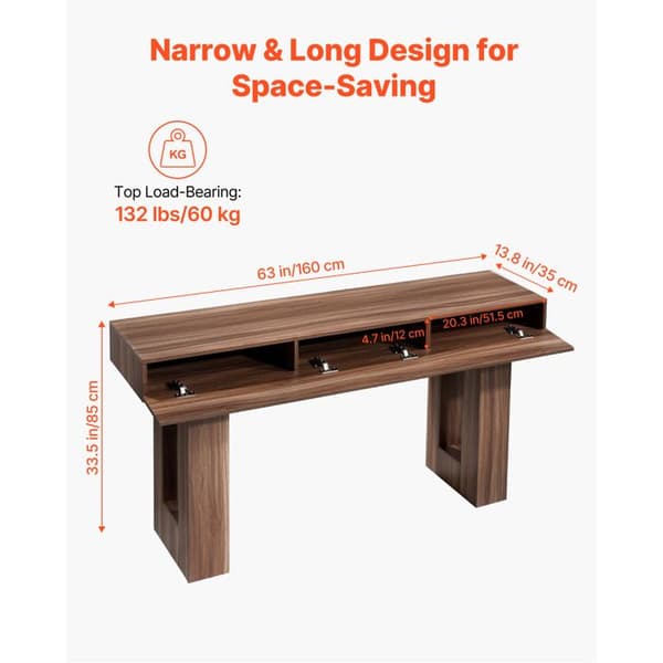 Sidebord - DUOKU - KLXG-02 - Rustik Design - 160 cm - Træ - Brun brun