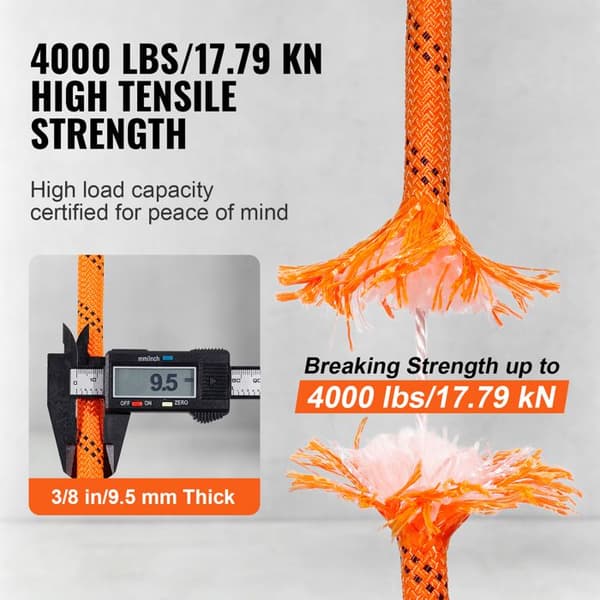 Klatrebånd til træ, arborist-Duoku-dobbeltslyngt, Polyester-3/8" x 120'-48 tråde