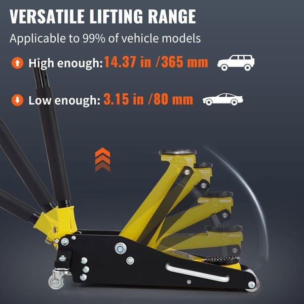 Lågprofil domkraft - DUOKU - QJD-LTD015A-00 - 1,5 ton - Aluminium/stål - Lyft 80–365 mm