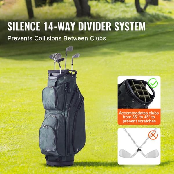 Golf Bag for Trolley-Duoku- with Top Compartment with 14 Compartments 36 in-11 Pockets-High Quality Nylon