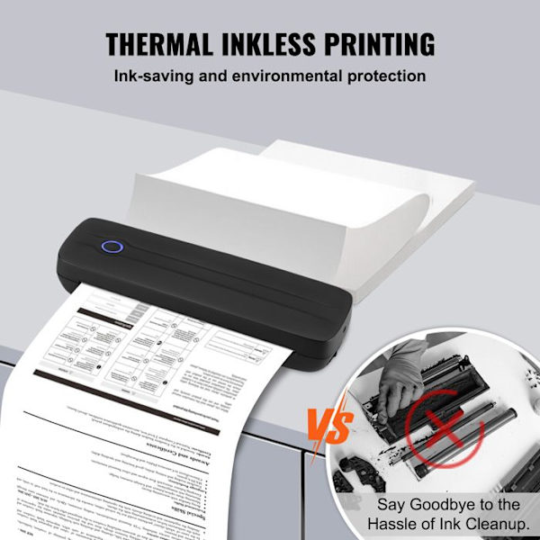 Bærbar Termisk Printer - DUOKU - 203 DPI - Bluetooth - 2600 mAh Batteri - A4/A5