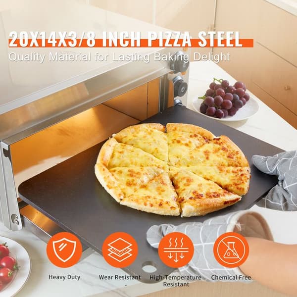 Förberedd Pizza-Sten-Duoku-20" x 14" x 3/8"-Robust Sten för Matlagning i Kolstål-Rostskyddad