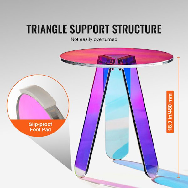 Sidetable - DUOKU - Rund Iriserende - Transparent Akryl - φ450 mm - 10 kg