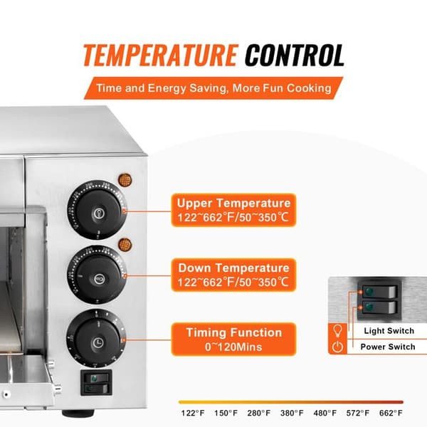 Pizzaugn - DUOKU - FY-1EP - Rostfritt stål - Max temperatur 350℃ - Vikt 15,9 kg