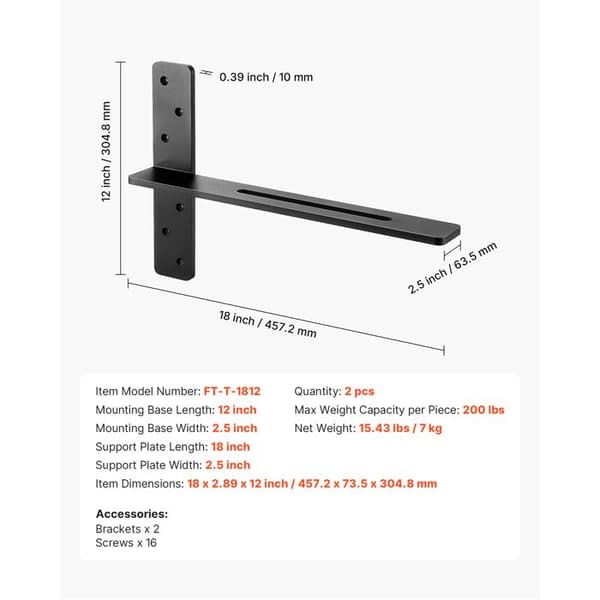 T-ställ för hyllor - DUOKU - 2-pack - Lastkapacitet 90 kg - Metall - Enkel montering