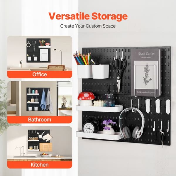 Kit til Perforeret Plastpanel-Duoku-11" x 11"-Vægorganisator med 4 Paneler-med Tilbehør-til Garage, Køkken, Kontor