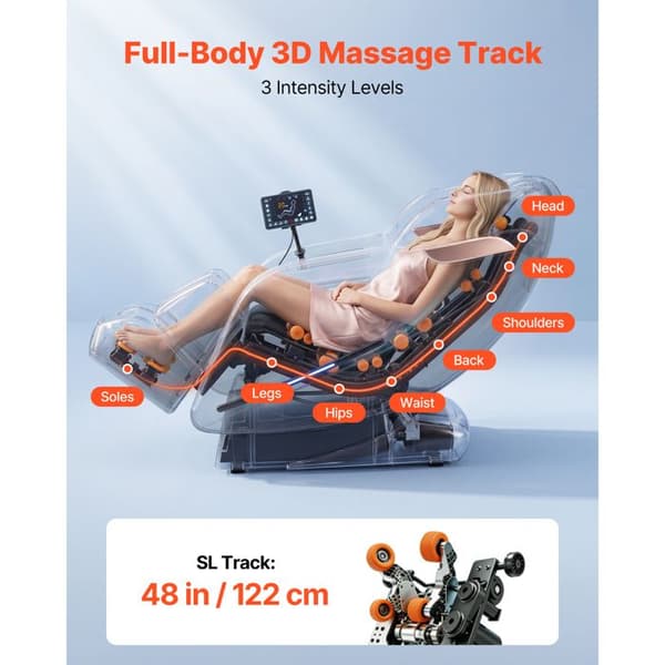 3D Massagefåtölj med Nollgravitation - Duoku - för Hela Kroppen, med Justerbart Fotstöd, Automatiska Program, Luftkuddar
