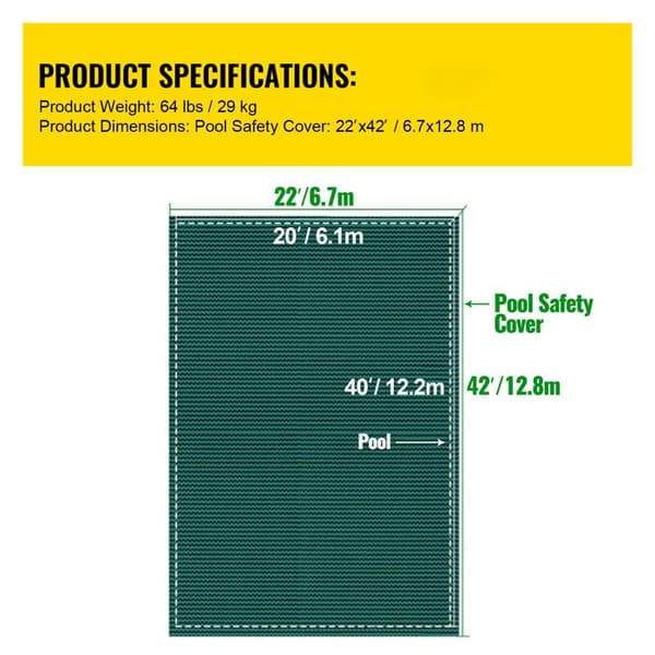 Säkerhetsöverdrag för Pool-Duoku-20 x 40 fot-Solid Nätöverdrag med Dräneringshål-Rektangulär grön