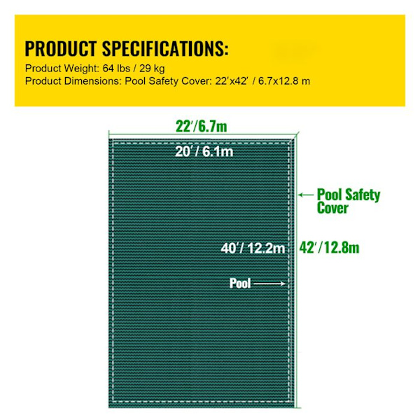 Sikkerhedsafdækning til Pool-Duoku-20 x 40 fod-Solid Mesh Dækning med Drænhuller-Rektangulær grön