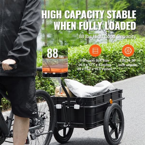 Cykelkärry-Duoku-Kapacitet 88 lb-Robust Cykelvagn-Fällbar för Lätt Förvaring-Universalfäste-16" Hjul