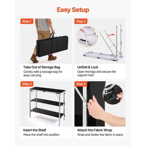 Bærbart Sammenklappeligt Bord 1100x385x885 mm - Duoku - Mobil Disk til Begivenheder, Receptioner og Professionelle Messser