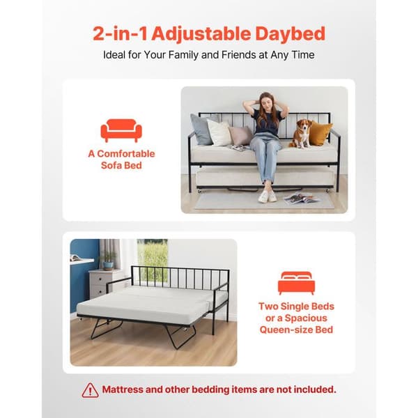 Sofa-seng - DUOKU - Justerbar Sengebund - LED-belysning - Opladningsstation - Sort Svart