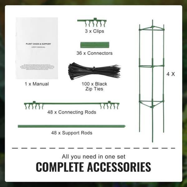 Set om 4 Tomatburar 160 cm-Duoku-Staplingsstöd-för Växter-Trädgårdsstolpar för Grönsaker
