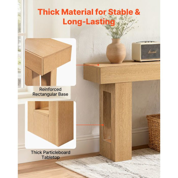 Konsolbord 160 cm Lång-Duoku-Rustik Stil-Rektangulär Trämöbel-Smal och Avlång-Gul