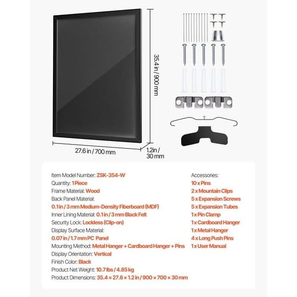 Vitrine til Trøje 90 x 70 x 3 cm - Duoku - Polycarbonatpanel med 98 % UV-beskyttelse og ophængskrog