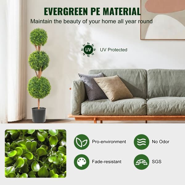 Topiary - DUOKU - 48 tum - 3 konstgjorda växter - Krukor inkluderade - Grön Grön