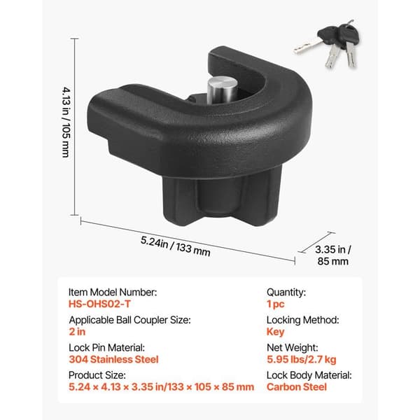 Koblingslås til Trailer-Duoku-Kompatibel med 50,8 mm Koblinger-Robust Lås-Designet til at Modstå Indbrud