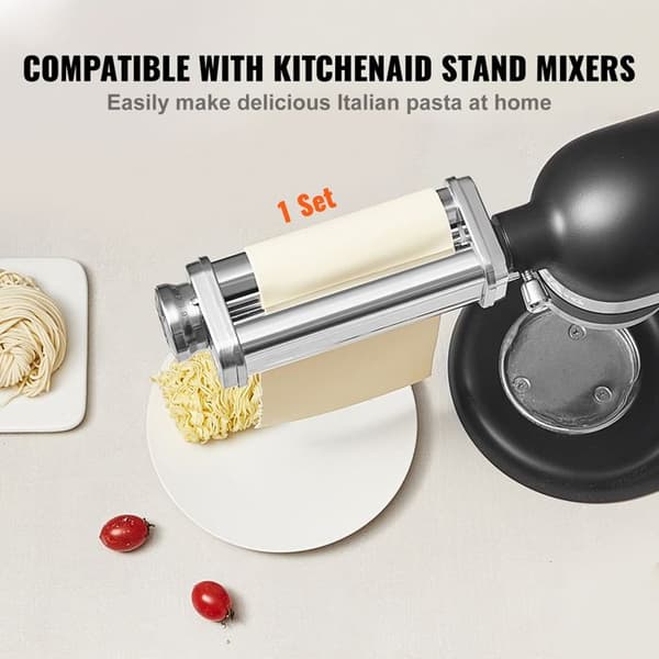Pastamaskine - DUOKU - KitchenAid Blender - Rustfrit Stål - 8 Tykkelsesindstillinger - 231x71x53mm