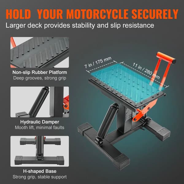 Support Elevation til Off-road Motorcykel - Duoku - 440 lb kapacitet - Hydraulisk løft funktion, til reparation