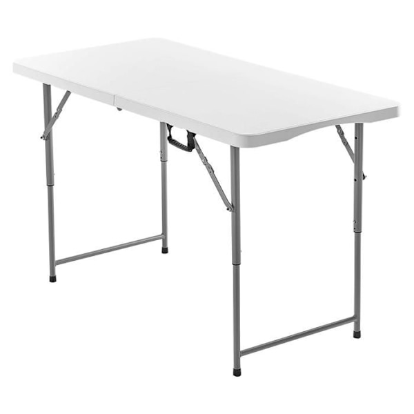 Foldable Rectangular Plastic Table-Duoku-Portable Utility Table of 122 cm-with Adjustable Height and Integrated Handle