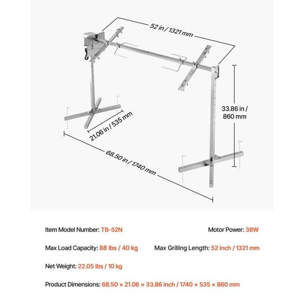 Grilli rôtissoire - DUOKU - TB-52N - 40 kg - 1321 mm - 38 W