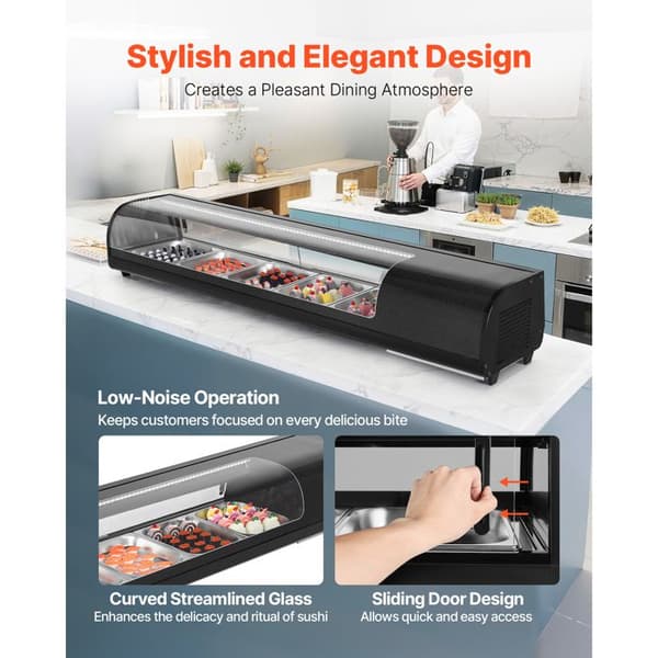 Køleskabsvitrine til Sushi - DUOKU - XCS-82L - 82 L - 5 Beholdere - LED-belysning