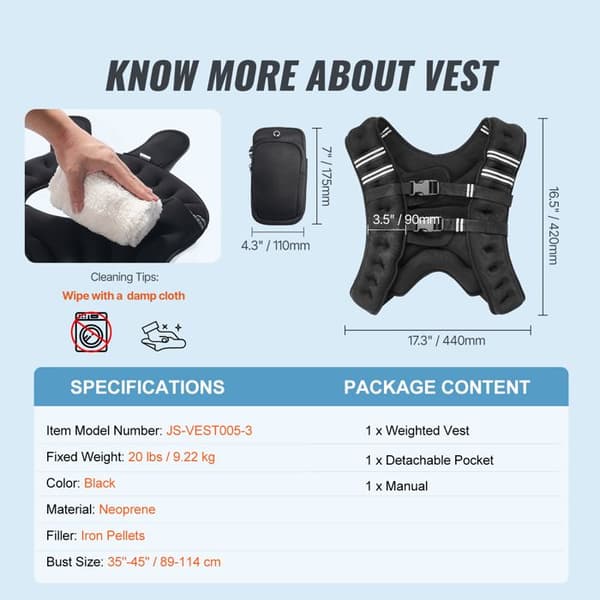 Viktad väst - DUOKU - JS-VEST005-3 - 20 lb (9,22 kg) - Neopren - Reflekterande band