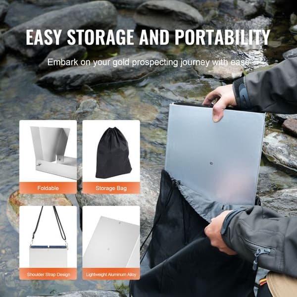 Foldable Sluice Box-Duoku-with Sluice Box-Aluminum Mining Extraction Equipment 50"-23 Piece Set