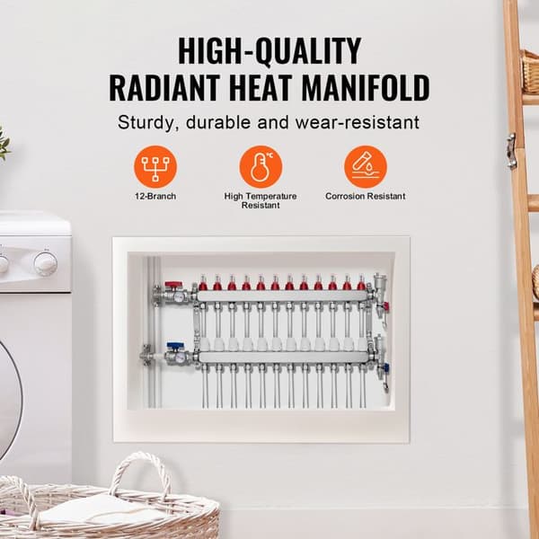 Samler til Radiant Varme-Duoku-12 Grene-PEX Samler i Rustfrit Stål-Til Varmt Vand Gulvvarme