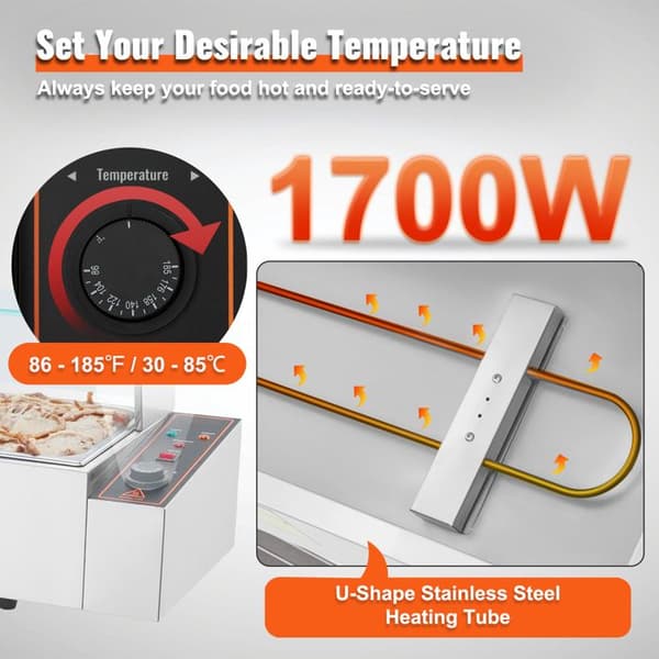 Varmeskuffe - DUOKU - SC-TC-215 - 1700 W - Rustfrit Stål - 5 x 8 QT