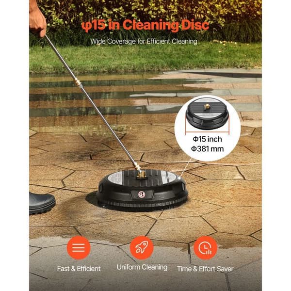 Trycktvättsrenare - DUOKU - 15" - 3000 PSI max - Plasttillbehör - 4 Hjul Svart