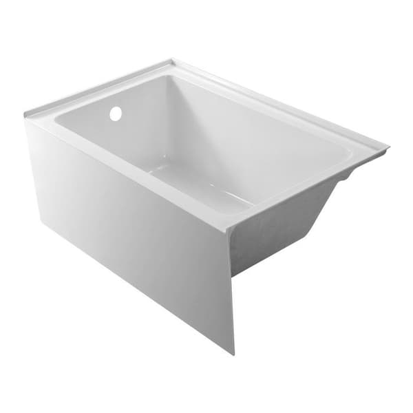 Nichebadekar - DUOKU - D-4830A - Rektangulær 121,9x76,2x50,8 cm - Akryl - Afløb til venstre Vit