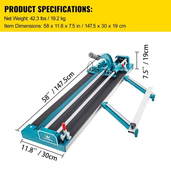 Manuel fliser cutter - DUOKU - 1200 mm - Præcise laser værktøjer - Dobbeltrails - Aluminium legering