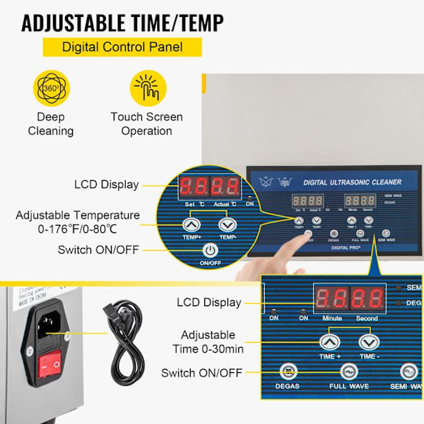 Ultralydsrenser-Duoku-30 L-Rustfrit Stål-med Digital Timer og Smykkerensning